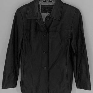 SOFT SUPPLE Black LEATHER Coat Women's Small LINED Jacket Button Pockets GALLERY